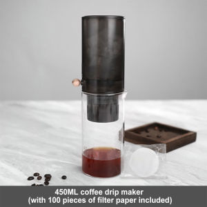 Cold Drip Ice Coffee Maker 450ml - Slow Brew Glass Tower For Smooth Low-Acid Cold Brew Minimalist Design For Home & Office Portable & Easy Use