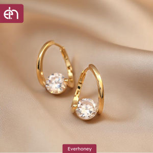 Chic Dangle Gemstone Earring Gold Plated Sparkling Cubic Zircon Stud Earrings for Women Girls