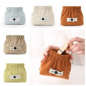 HEFEI Hoa Túi mỹ phẩm mini Nhung kẻ Túi trang điểm Túi đựng son môi Thời trang Đóng tự động Ví đựng tiền xu Phụ nữ