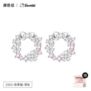ZGO Sanrio Hello Wreath Earrings For Women Hypoallergenic Cute Niche Girls Birthday Gift 2323