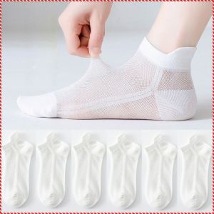 ถุงเท้าตาข่ายป้องกันกลิ่นและต้านเชื้อแบคทีเรี ย กหู ถุงเท้า สีขาว ยืดหยุ่นและไม่จํากัด ถุงเท้าผ้าฝ้าย