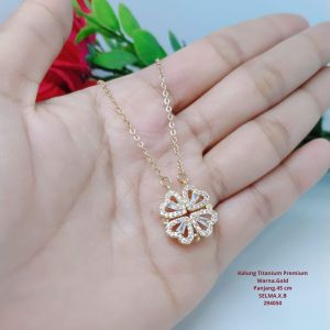 Kalung Titanium Anti Karat Anti Luntur Tidak Mudah Pudar Perhiasan Aksesoris Lapis Emas 1824 Karat G25-1C