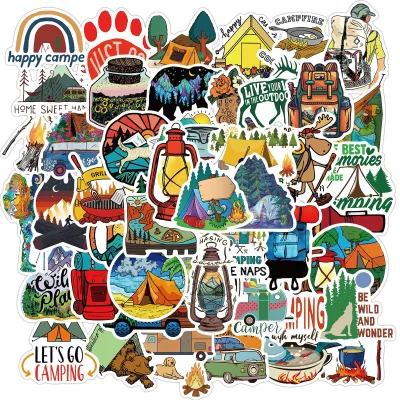 พร้อมส่ง!Camping outdoor travel การตั้งแคมป์ adventure สติกเกอร์ ตกปลา Fishing สเก็ตบอร์ด 50 ชิ้น sticker
