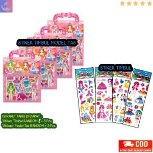 Paket 6 Stiker Anak Timbul Karakter Dan Stiker Model Tas / Karakter RANDOM / Mainan Anak