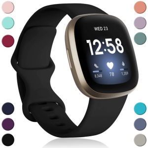 3 Pack Fitbit Sense/Versa 3/Versa 4/Sense 2 Straps Soft TPU Waterproof Bands Replacement Wristband Accessories Women Men for Fitbit Sense/Versa 3 Smartwatch