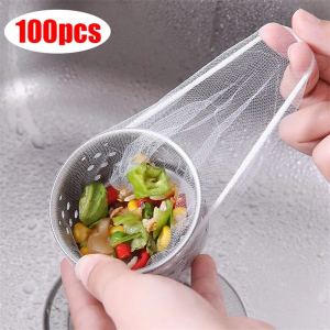 (10pack)100Pcs Kitchen Sink Strainer Elastic Mesh Bag Disposable Sink Drain Basket Anti Clogging Bags