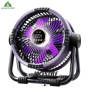 [Jocestyle Mall] Portable Camping Fan with LED Lantern Outdoor Tent Fan 20000mAh Rechargeable Battery Powered Fan Camping Gear for Picnic Fishing
