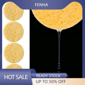 FENHA 10Pcs Natural Wood Fiber Face Wash Cleansing Round Sponge Makeup Tool Women