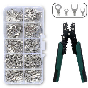 320Pcs 10 In 1 Non-Insulated Ring Fork U-type Brass Terminals Assortment Kit OT/UT Cable Wire Connector Crimp Spade