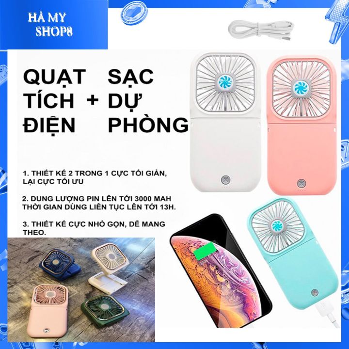 Quạt Mini Quàng Cổ Thông Minh, Quạt Không Cánh Đeo Cổ Siêu Mát, Quạt Đeo Cổ Cao Cấp-Quạt đeo cổ cầm tay, quạt để bàn mini gấp gọn tích hợp sạc dự phòng cổng sạc USB gió mạnh công suất cao