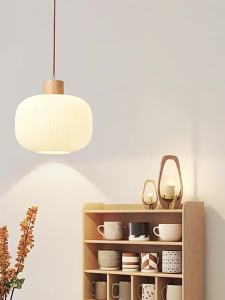 Wooden Restaurant Pendant Lamp With Zen Style Antique Dining Table Glass Lamp Nordic Art Bar Lamp