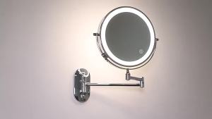 8 Inch Rechargeable Wall-mounted Lighted Makeup Vanity Mirror Dual-Sided 1X/5X Magnified Bathroom Mirror 3-Color Lighting Touch Screen Dimming 360° Rotating Retractable Arm(Size:3XColor:silver)