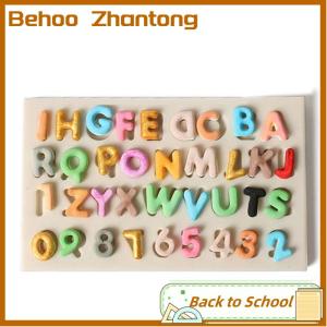 Behoo แม่พิมพ์เค้กฟองดองรูปตัวอักษรทำจากซิลิโคนแบบ DIY ตกแต่งด้วยการอบช็อคโกแลต