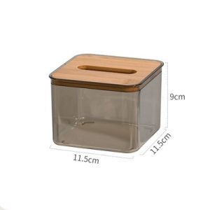 Transparent Tissue Box Bamboo Wood Lid Kotak Tisu Holder for Living Room Bedroom Office Car 纸巾盒