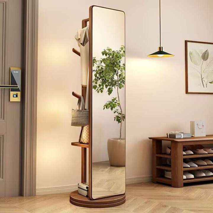 Dressing Mirror Rack Solid Wood Dressing Mirror Full-length Floor-to-ceiling Household ...