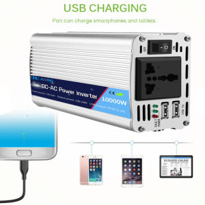 JUXING 10000W/8000W/6000W/4000W Car Power Inverter DC 12V To AC 110V/220V Converter With 2 USB Ports To Correct The Sine Wave Suitable For Vehicles Homes Outdoor