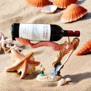 FFBH Resin Nordic Carved Wine Rack Mermaid Arc Groove Restaurant Desktop Wine Holders Creative Artistic Figure Home Decorations 8K3Q7