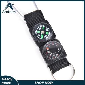 Aminiry[Love sports] Phổ Đa Chức Năng 3 Trong 1 Cắm Trại Leo Núi Đi Bộ Đường Dài Mini Carabiner Keychain La Bàn Nhiệt Kế Móc Chìa Khóa Vòng
