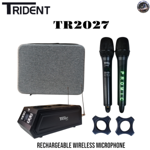 Trident TR2027 Rechargeable Wireless Microphone Set with Two Microphones Receiver Carry Case and Accessories