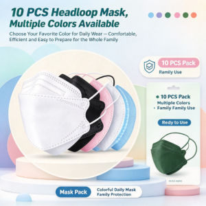 Multi-Pack KF94 Style Headband Masks  4-Layer Disposable Face Cover for Daily Commute & Home Backup  Hijab-Friendly No Ear Pressure Adult