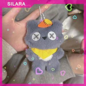 SILARA Phim Hoạt Hình Màu Xám Sói Đồ Chơi Sang Trọng Động Vật Mặt Dây Chuyền Mềm Nhồi Bông Búp Bê Keychain Ba Lô Xe Vòng Chìa Khóa Trang Trí Nội Thất Trẻ Em Quà Tặng