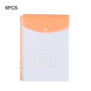 MUSASI 6 pcs PP Binder Folders A4 Clear Binder Pocket 11 Holes Label Loose-Leaf Home Office