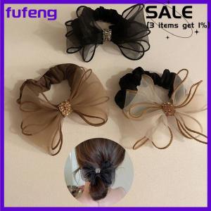 fufeng Mesh bow hair ring net red 2022 new all-match simple ins temperament ball head Czech drill head rope