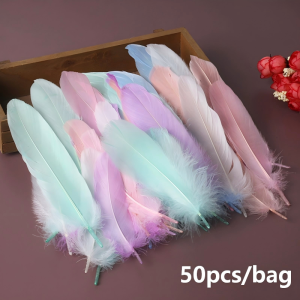 50Pcs Colorful Goose Feather Natural Swan Feather Plumes 10-17cm For Craft Jewelry Handicraft Decor