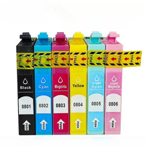 Compatible T0801 T0802 T0803 T0804 T0805 T0806 Ink Cartridges Replacement for Epson Stylus Photo P50 R265 R285 PX700W PX710W PX800FW Printers 6 Colors