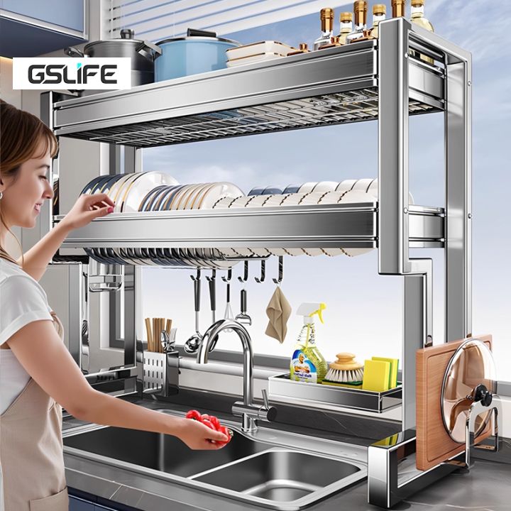 GSlife Kệ Bát Đĩa Inox 304 1/2 Tầng Để Trên Bồn Rửa - Kệ Đựng Bát Đa ...