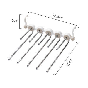 JustLiving 1ชิ้น5in1แขวนกางเกงชั้นสแตนเลสสตีลกางเกงมัลติฟังก์ชั่นพับเก็บได้ไม้แขวนเสื้อซ้อนหลายชั้นสำหรับเก็บกางเกงกางเกง