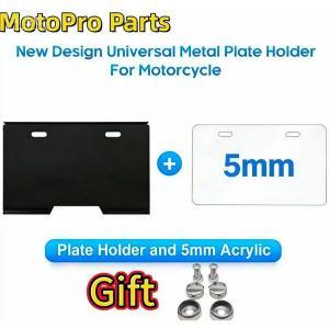 Stainless‑Steel 304 Motorcycle License Plate Holder with Clear Acrylic Shield Anti‑Scratch Plate Back & Front Protector Cover Universal for Motorbike
