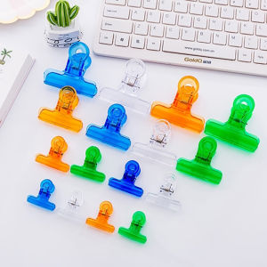 Clear Plastic Binder Clips Colorful Hinge Paper Clip Clamps for Food Chip Bags Art Crafts Kitchen Office Teaching (4 Assorted Colors)