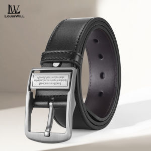 LouisWill Fashion Mens Belt Fashion Needle Buckle Belts Double-Sided Second-Layer Cowhide Belt Retro Business Belt 120cm Scratch Resistant Belts Leisure Belt Gentlemen Belt for Men