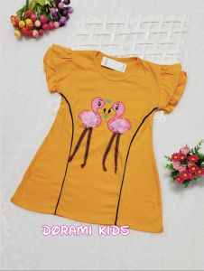 Dress anak perempuan usia 1-8 tahun bordir Flamingo lucu / Pakaian baju anak perempuan usia 1 2 3 4