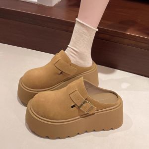 Free Shipping WomenS Thick-Soled Closed-Toe Slip-On Sandals New Spring/Summer Style With Hidden Heel For Added Height Perfect For Casual Wear