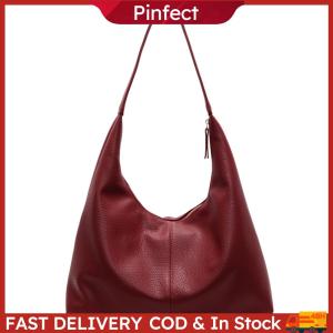 Slouchy Hobo Bag for Women Zipper Closure Shoulder Bag PU Leather Solid Color Tote Bag Handbag for Travel Shopping Work
