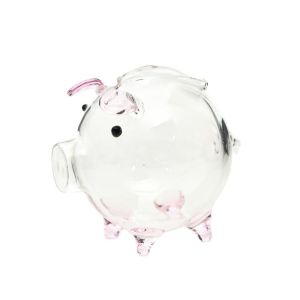 NHG Hoạt hình Heo đất đựng tiền Thủ công Đa năng Lọ đựng tiền bằng thủy tinh Trong suốt Thiết thực Hộp tiết kiệm tiền xu Trang trí nhà cửa