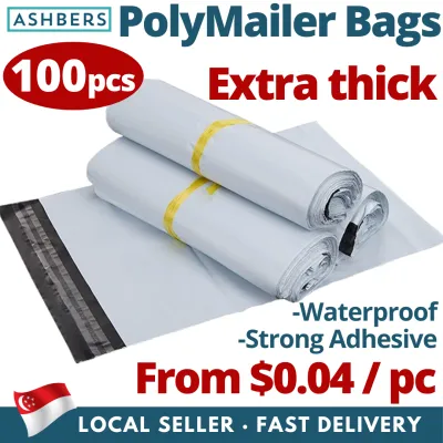 100 Pcs/Pack White Polymailer Bag Premium Extra thick Poly Mailer Courier Bag High Quality Polymer. Waterproof Tear-Proof Plastic Shipping Mailing Bag Packaging Self Adhesive Envelope