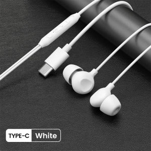 หูฟังสายซิลิโคน Type-C/3.5MM หูฟังอินเอียร์แบบแฮนด์ฟรีพร้อมสาย หูฟังพร้อมไมโครโฟน หูฟังควบคุมในสาย