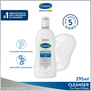 Cetaphil PRO AD Derma Skin Restoring Wash 295ml Twin Pack for Eczema Prone Skin [Soothes Dry Itchy Irritated Skin]