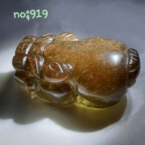 绿发晶金发晶铜发晶貔貅/Green Rutilated Golden Rutile Copper Rutilated Quartz Pixiu