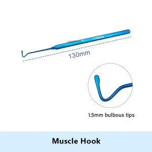 QSWTITAN 1.5mm/ 2.0mm Dụng cụ phẫu thuật mắt móc cơ mắt đầu hình củ hành chất liệu titan