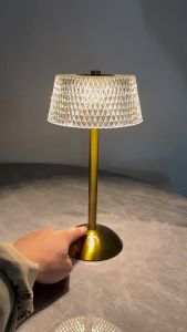 Crystal Table Lamp Touch Control Crystal Lamp LED Table Lamps with 3 Color Changing Light Vintage Lamp for Bedroom