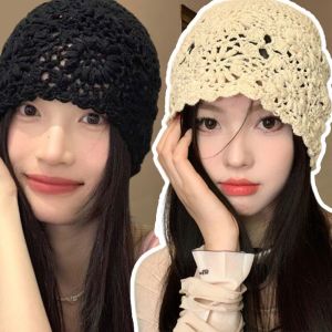 NOVELLEO Mỏng Mũ đan hoa móc Làm thủ công Phong cách Bohemian Mũ dệt ren Ngọt ngào Phụ kiện thời trang Mũ phong cách dân tộc Các cô gái