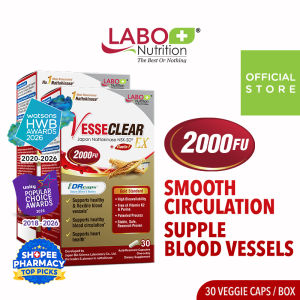 [2 Boxes] LABO Nutrition VesseCLEAR EX 2000FU Nattokinase NSK-SD 75mg Elastin F | Heart Health Blood Circulation & Flexible Vessels Acid-Resistant DRcaps 60s | No Vitamin K2 Purine-Free Support
