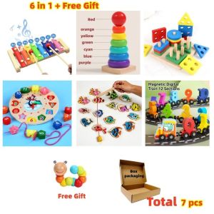 8 in 1 Wooden Educational Toys Shape Puzzle Color Geometric Board Jigsaw Blocks Best Gift Toys