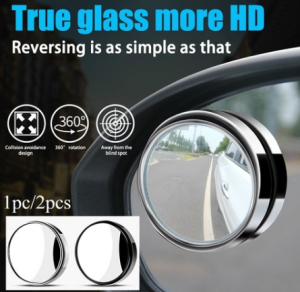 2pcs Blind Spot Mirrors 2" Round HD Glass Convex Rear View Mirror 360 Wide Angle Side Rear View Mirror with ABS Housing for Cars SUV and Trucks (Black/Silver)