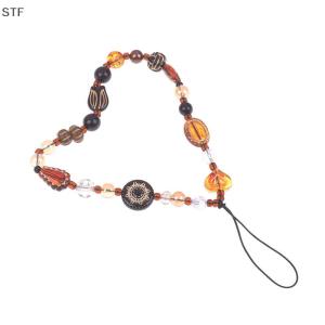 STF ลูกปัดสไตล์จีนย้อนยุคแบบมือจับห่วงโซ่ห้อยเชือกสั้นห้อยกระเป๋าพวงกุญแจรถสำหรับผู้หญิง