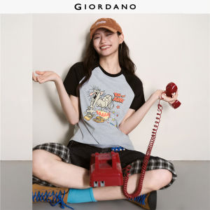 Giordano Women Tom & Jerry print raglan sleeve cotton tee Free Shipping 18326307